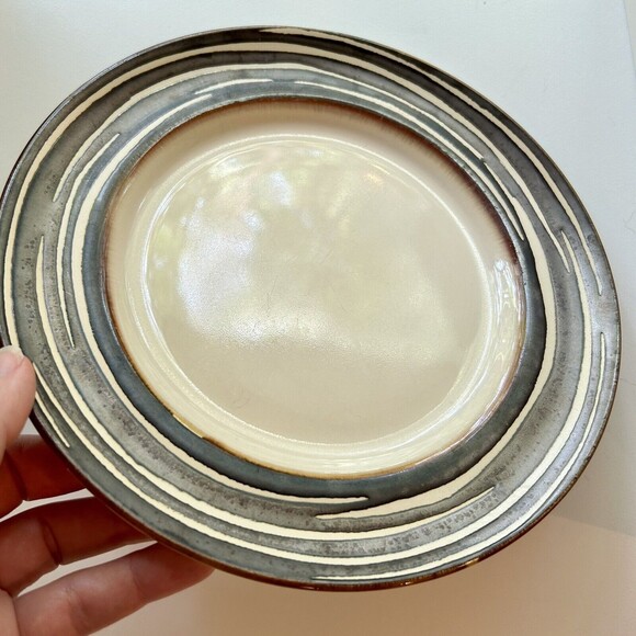 Set of 2 Crate & Barrel Scavo Swirl Salad Plate Dessert Brown Discontinued - Picture 4 of 6